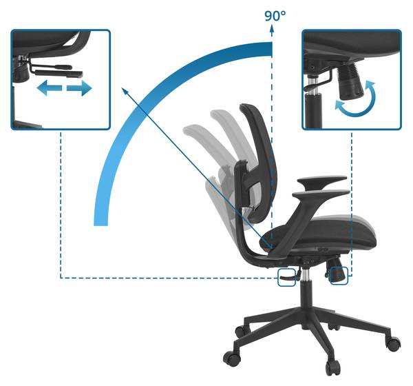 Bürostuhl Malio Schwarz - Polyester - 68 x 114 x 63 cm
