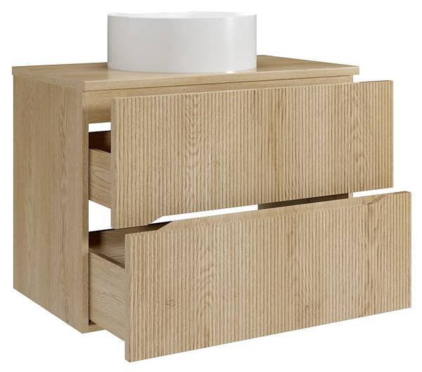 Einzelwaschtisch ORISO Beige - Holz teilmassiv - 46 x 57 x 80 cm