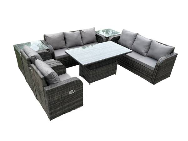 Outdoormöbel Sets Im Freien A(7er-Set)  Grau - Webstoff - Klarglas