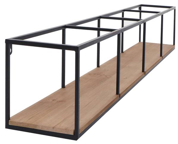 Wandregal Q81 Schwarz - Braun - Tanne - Eisen - 104 x 21 x 18 cm