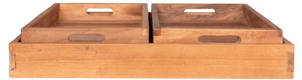 Tablett Leuchtturm Braun - Teakholz - 39 x 5 x 29 cm