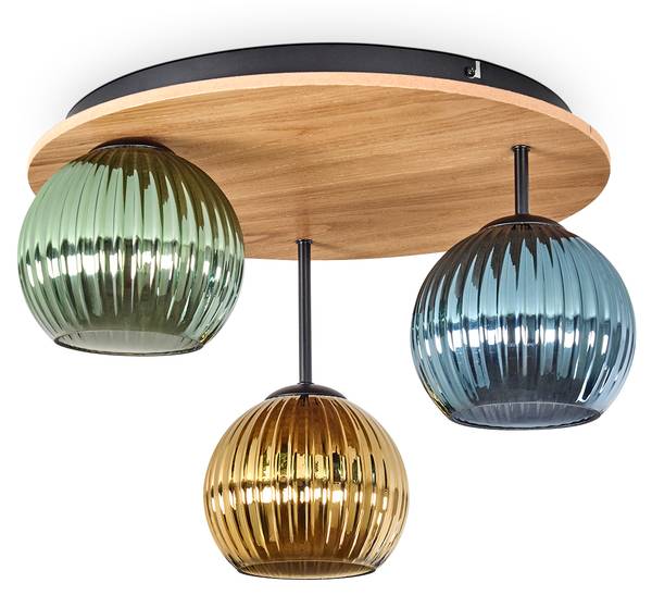 Deckenleuchte Cesaro Blau - Gold - Grün - Aluminium - Klarglas - 29 x 34 x 79 cm