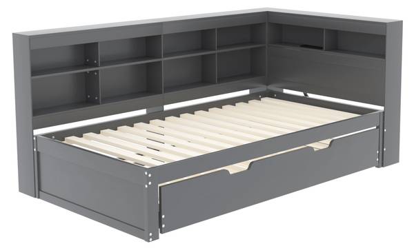 Bett Gircaet Grau - Holzwerkstoff - Textil - 116 x 93 x 223 cm