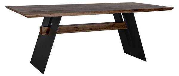 Esstisch GRAND OAK Schwarz - Braun - Eiche - Eisen - 240 x 75 x 100 cm