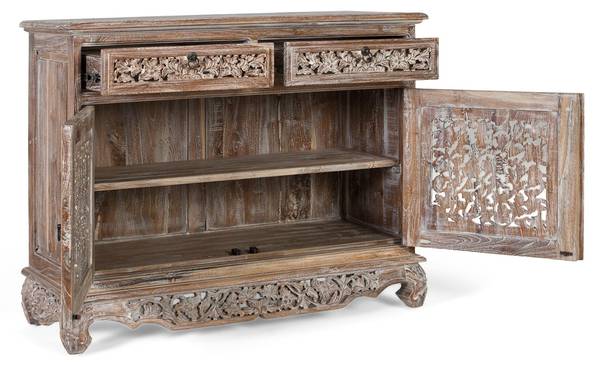 Sideboard 2332 Weiß - Massivholz - 41 x 80 x 100 cm
