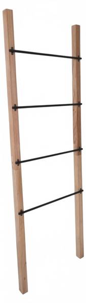 Handtuchleiter 4 Sprossen Holz & Metall Schwarz - Braun - Stahl - 56 x 160 x 5 cm