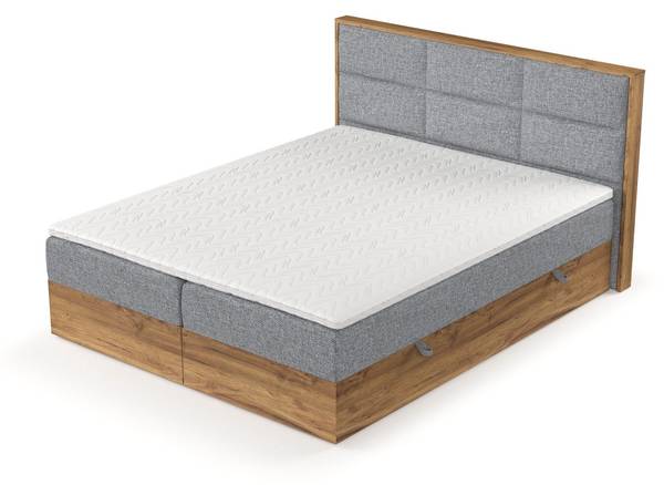 Boxspringbett Ikigai mit Topper Grau - Liegefläche Breite: 160 cm