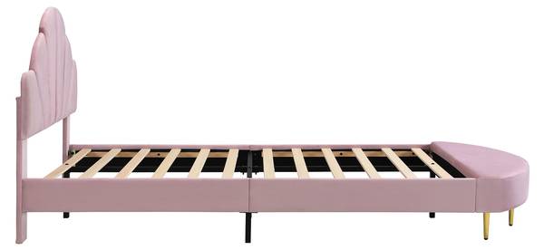 Kinderbett VELVMetal Ⅰ Pink - Samt - 100 x 110 x 241 cm