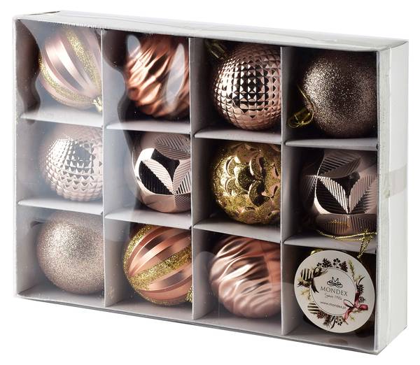 Weihnachtskugeln SANTA LILA 12er-Set Kunststoff - 6 x 6 x 6 cm