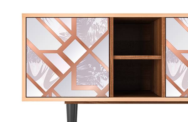 TV-Lowboard T5 Walnuss Pink - Holzwerkstoff - 150 x 69 x 41 cm