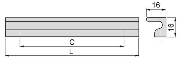 Möbelgriff Glasgow Grau - Metall - 2 x 2 x 8 cm