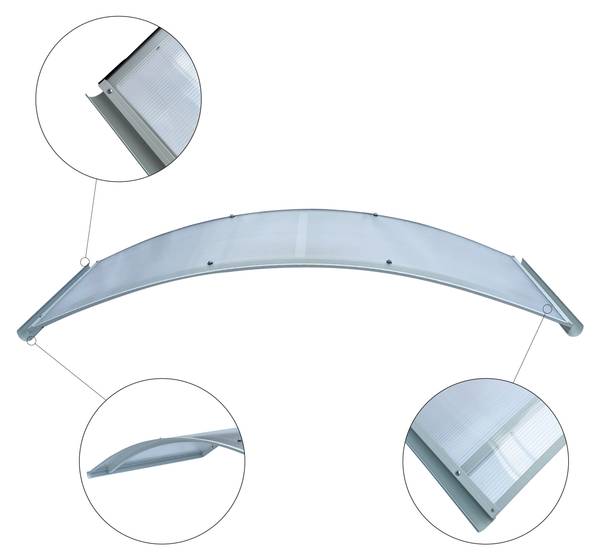 Vordach R-1501 RAL 7035 Grau - Aluminium - 150 x 20 x 70 cm
