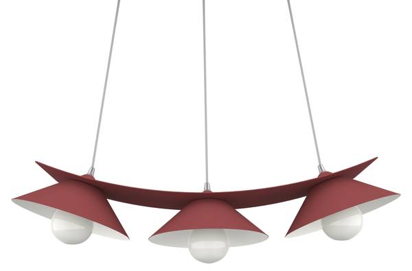 Pendelleuchte Miller Rot - Weiß - Metall - 25 x 16 x 25 cm