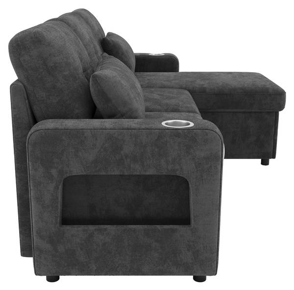 Schlafsofa ChenilLade Ⅲ Grau - Chenille - 131 x 85 x 206 cm