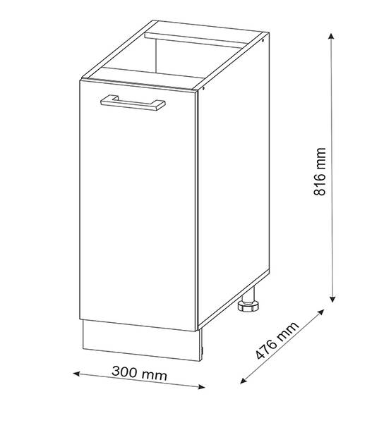 Unterschrank R-Line 41847 Reinweiß - Eiche Sonoma Dekor