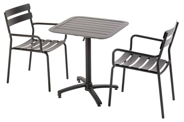 Gartenessgruppe 3-tlg Almada Schwarz - Metall - 70 x 72 x 70 cm