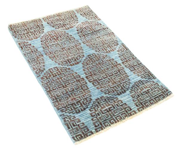 Handgeknüpft Vintageteppich Blau - Wolle - 60 x 1 x 96 cm