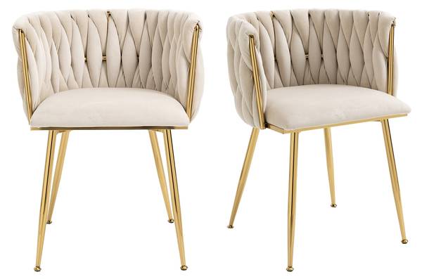 Esszimmerstühle-B2398 2er-Set Beige - Metall - 52 x 72 x 54 cm