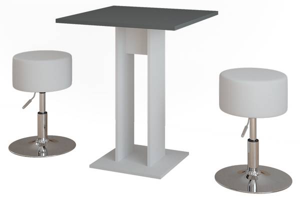Ensemble de table à manger Repose 55738 Gris - Blanc - Polyacrylique - 65 x 78 x 65 cm