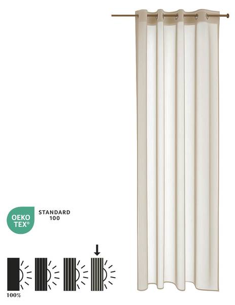 Gardinen Transparant mit Ösen Beige - Polyester - 140 x 270 x 1 cm