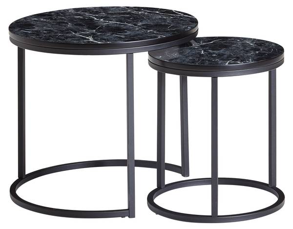 Satztisch MARMIX 2er-Set Schwarz - Holzwerkstoff - 50 x 45 x 50 cm