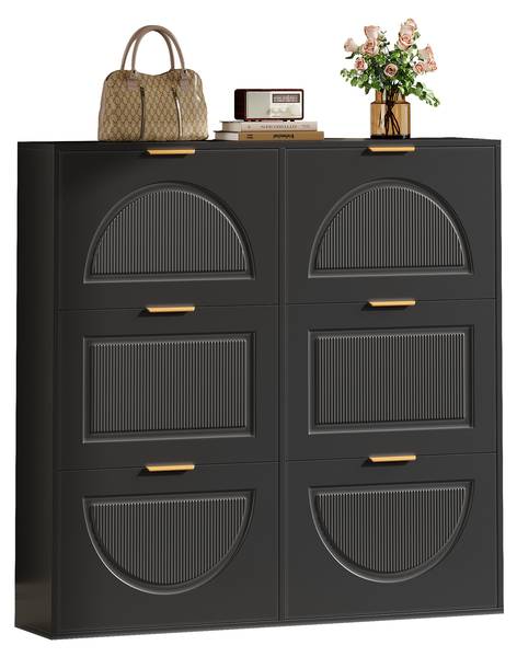 Schuhkipper SHEFLine Ⅲ Schwarz - Holzwerkstoff - 118 x 115 x 25 cm