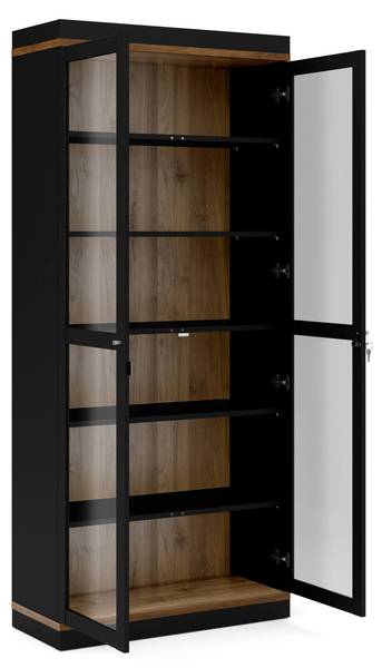Vitrine Axinte Schwarz - Holzwerkstoff - 36 x 200 x 89 cm