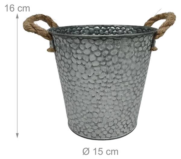 Blumentopf 6er Set Übertöpfe Silber - Eisen - 15 x 16 x 15 cm