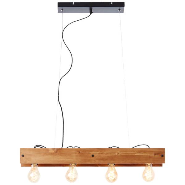 Hängelampe, 150 x 75 x 14 cm, 4 x E27, Braun - Holz teilmassiv - 75 x 150 x 14 cm