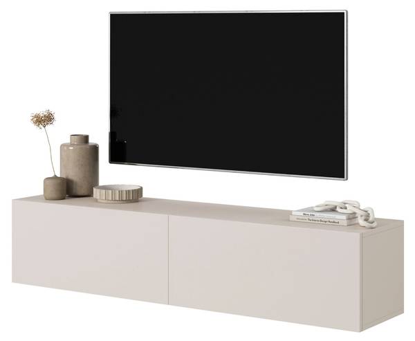TV-wandmeubel BISIRA grijs - deels massief hout - 140 x 30 x 32 cm