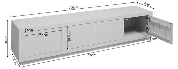 TV-Möbel BRUSSEL Braun - Massivholz - 200 x 46 x 42 cm
