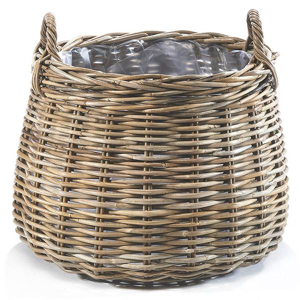 Pflanzkübel RATTANXXLROUND Grau - Rattan - 48 x 36 x 48 cm
