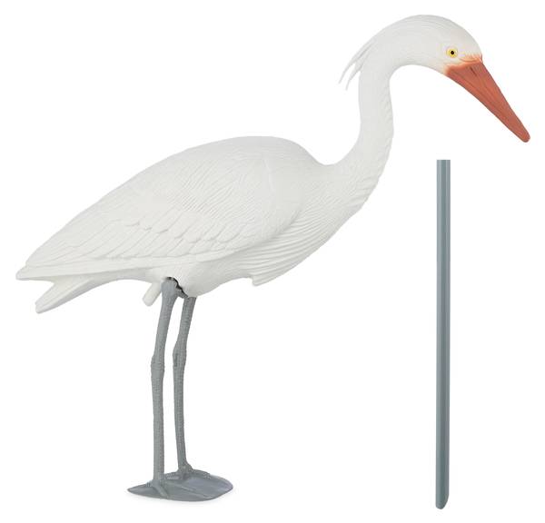 Gartendeko-Figur Reiher Grau - Orange - Weiß - Polyethylen - 66 x 61 x 14 cm