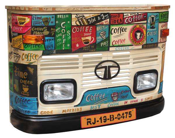 THIS & THAT LKW-Theke Metall - Massivholz - 160 x 108 x 43 cm