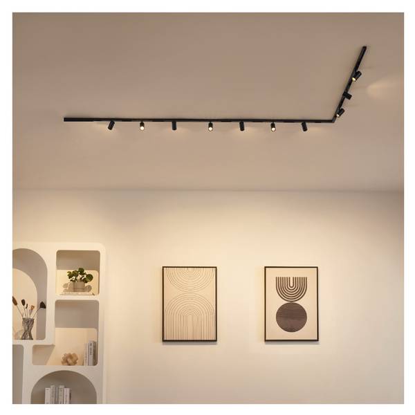 LED-Schienensystem Lyne Schwarz - Metall - 100 x 7 x 200 cm