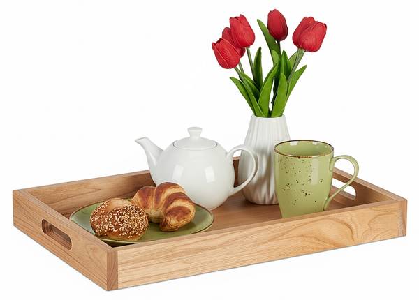 Serviertablett aus Walnussholz & MDF Braun - Holzwerkstoff - 55 x 5 x 35 cm