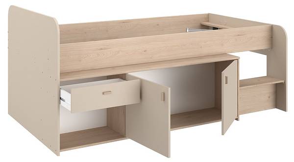 Halbhochbett LUNOBI Beige - Holz teilmassiv - 110 x 90 x 203 cm