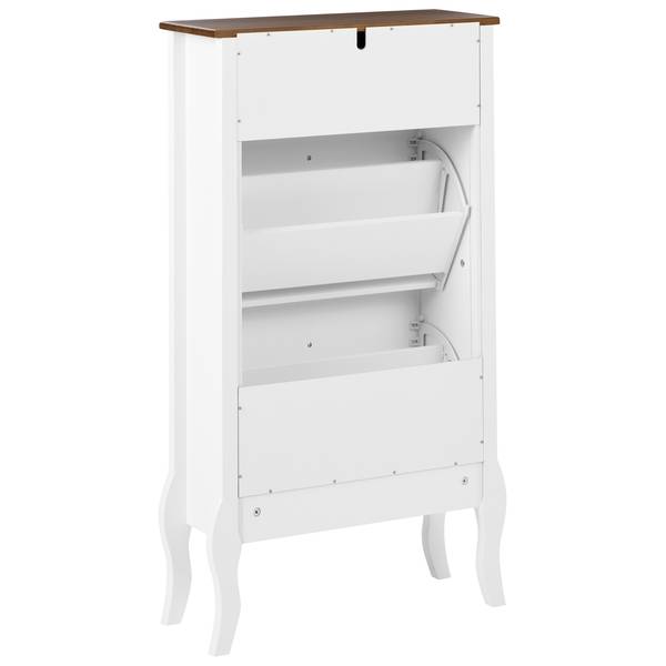 Schuhschrank NUNDLE Braun - Weiß - Holz teilmassiv - 60 x 108 x 24 cm