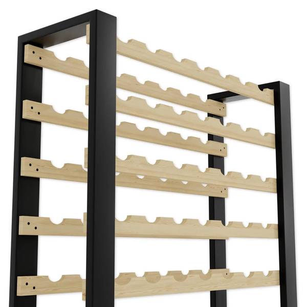 Weinregal Loft Schwarz - Braun - Kiefer - Stahl - 118 x 118 x 27 cm