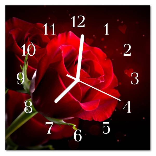 Wanduhr Rosen rot Rot - Glas - 30 x 30 x 1 cm