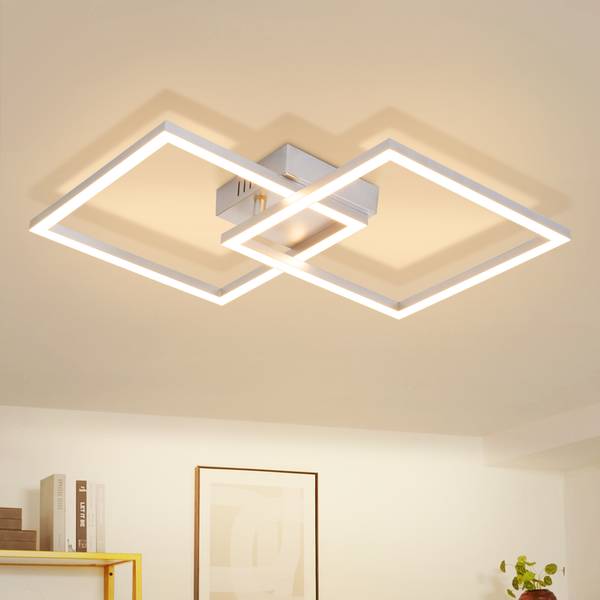 LED Pendelleuchte Cage Ⅲ Silber - Kunststoff - 40 x 7 x 40 cm