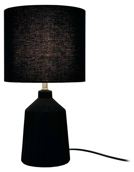 Tischlampe mit Keramiksockel Schwarz - Leinen - Eisen - 23 x 42 x 23 cm