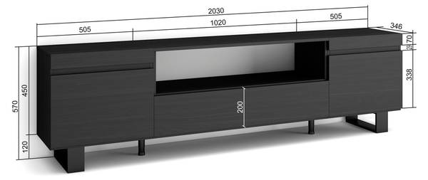 TV-Meubel Cozy 200 V zwart
