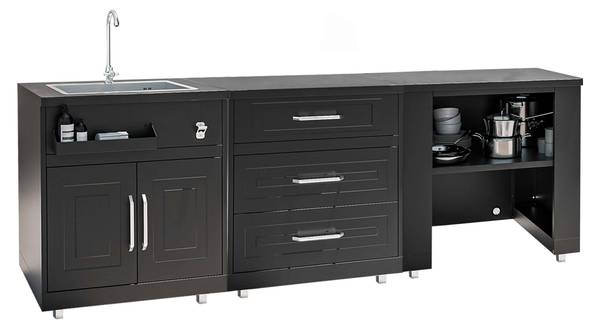3 Möbel Memphis Schwarz - Metall - 89 x 96 x 198 cm
