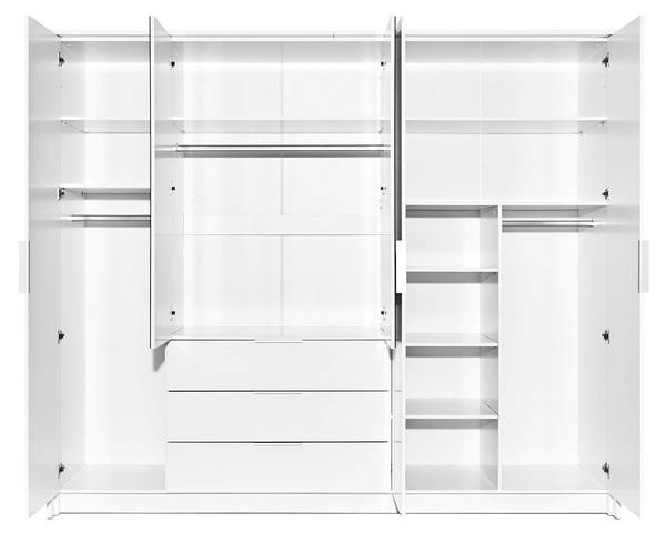 Kleiderschrank Togo Weiß - Holzwerkstoff - 255 x 217 x 65 cm