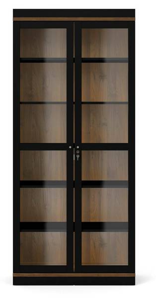 Vitrine Axinte Schwarz - Holzwerkstoff - 36 x 200 x 89 cm