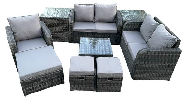 Gartengarnitur J(9er-Set) Grau - Webstoff - 124 x 79 x 67 cm