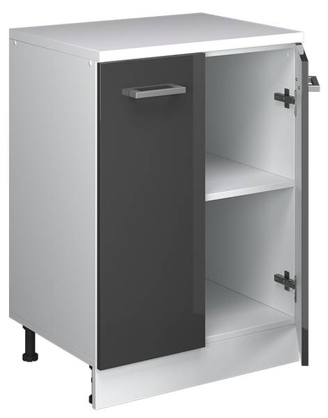 Küchenschrank Dachschrägen R-Line 61770 Hochglanz Anthrazit - Weiß - Breite: 60 cm - Grau