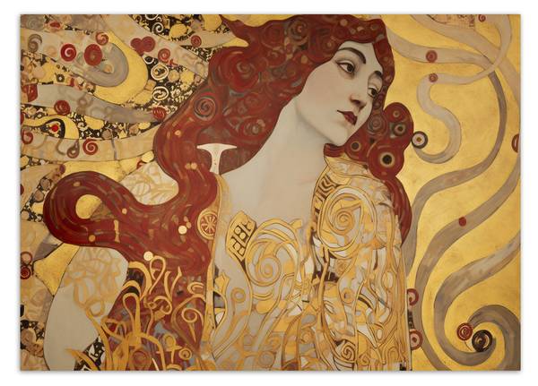 Fototapete Frau mit langem Haar G. Klimt 300 x 210 cm
