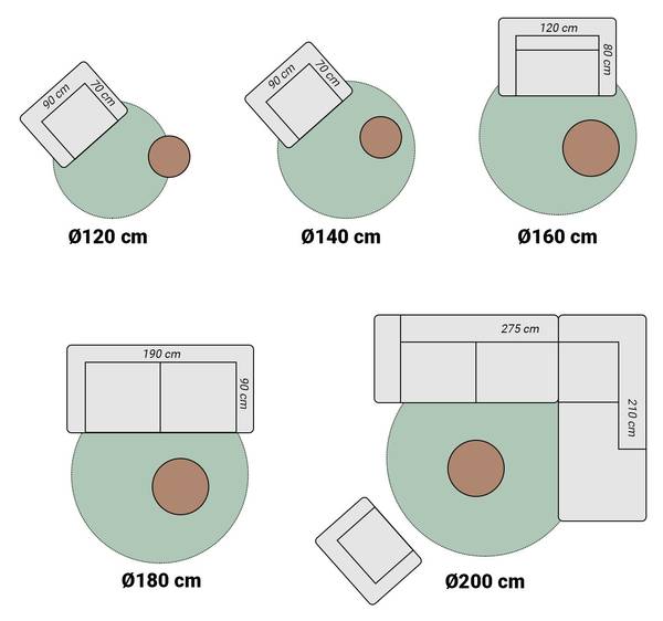 Teppich Blaze Grau - 120 x 120 cm - Durchmesser: 120 cm